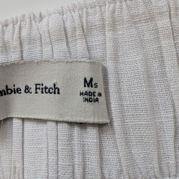 Abercrombie & Fitch White Linen Blend Pull On Pleated Pants - Picture 3 of 12